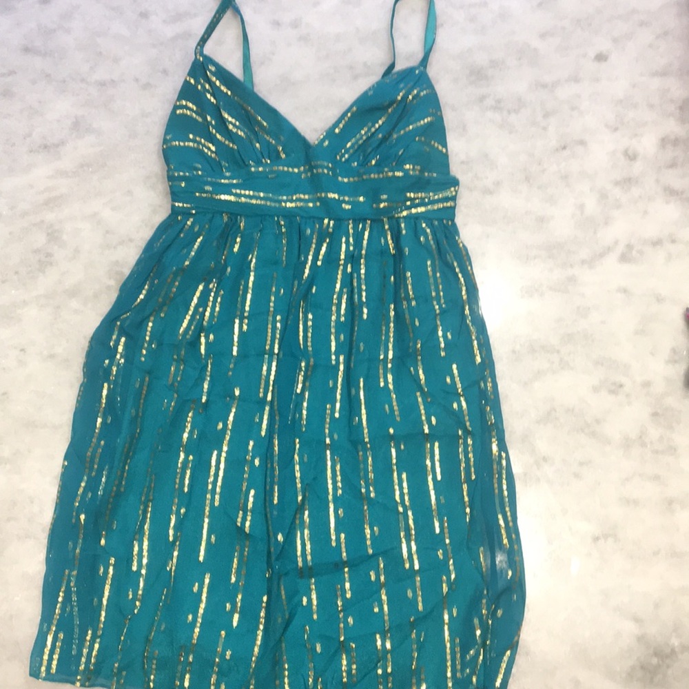 Milly party dress-peacock blue with gold